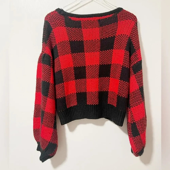 JEN’S PIRATE BOOTY‎ Sofia Sweater size Small Buffalo Check Holiday Red & Black - Picture 3 of 6